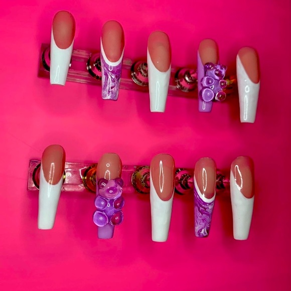 Other - Long Coffin French Manicure Press On Nails